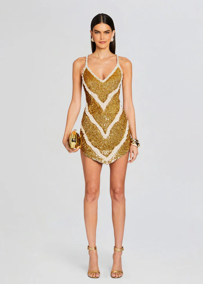 INESSA FEATHER SEQUIN DRESS