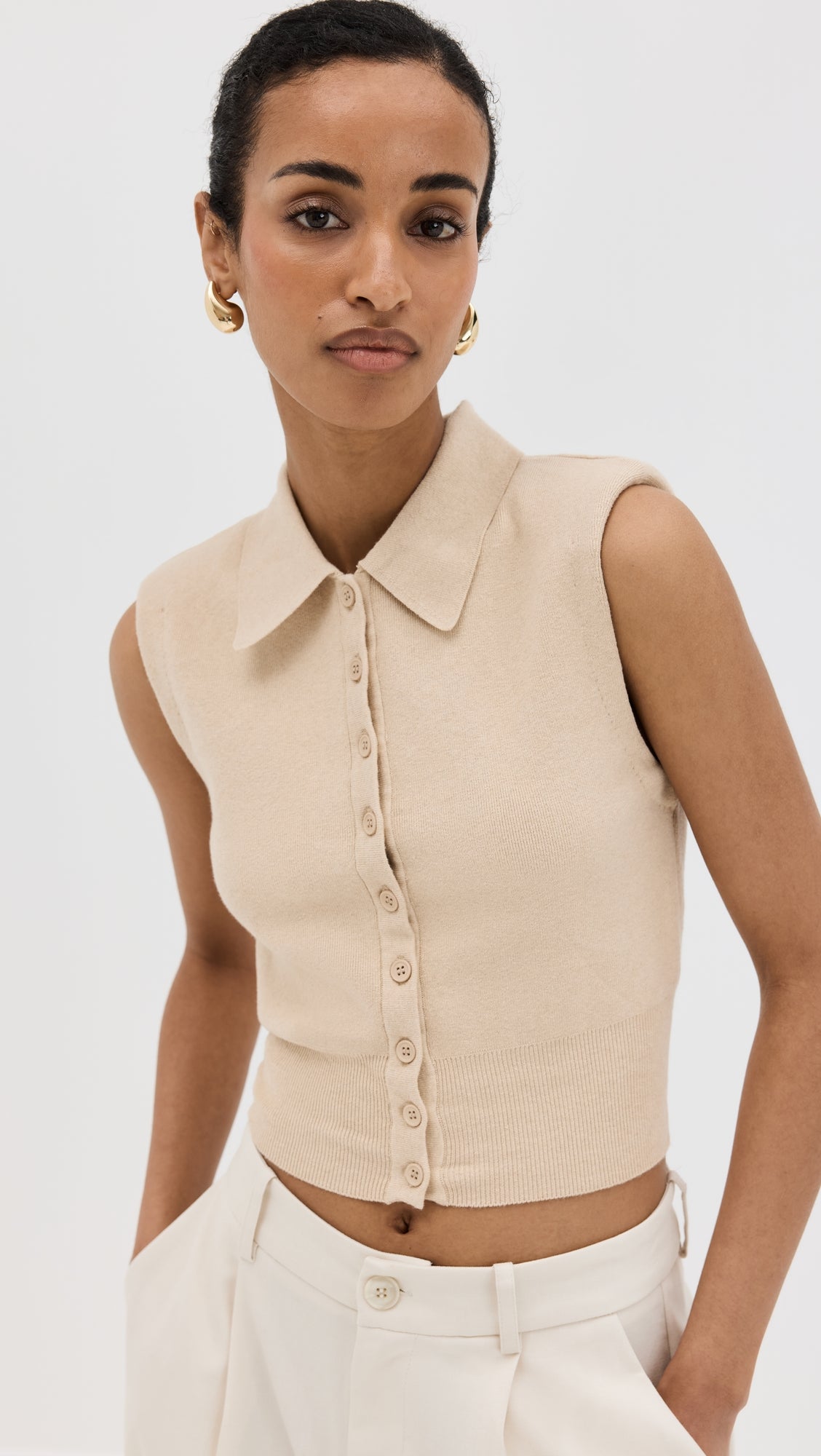 Nola Cotton and Cashmere Sleeveless Sweater