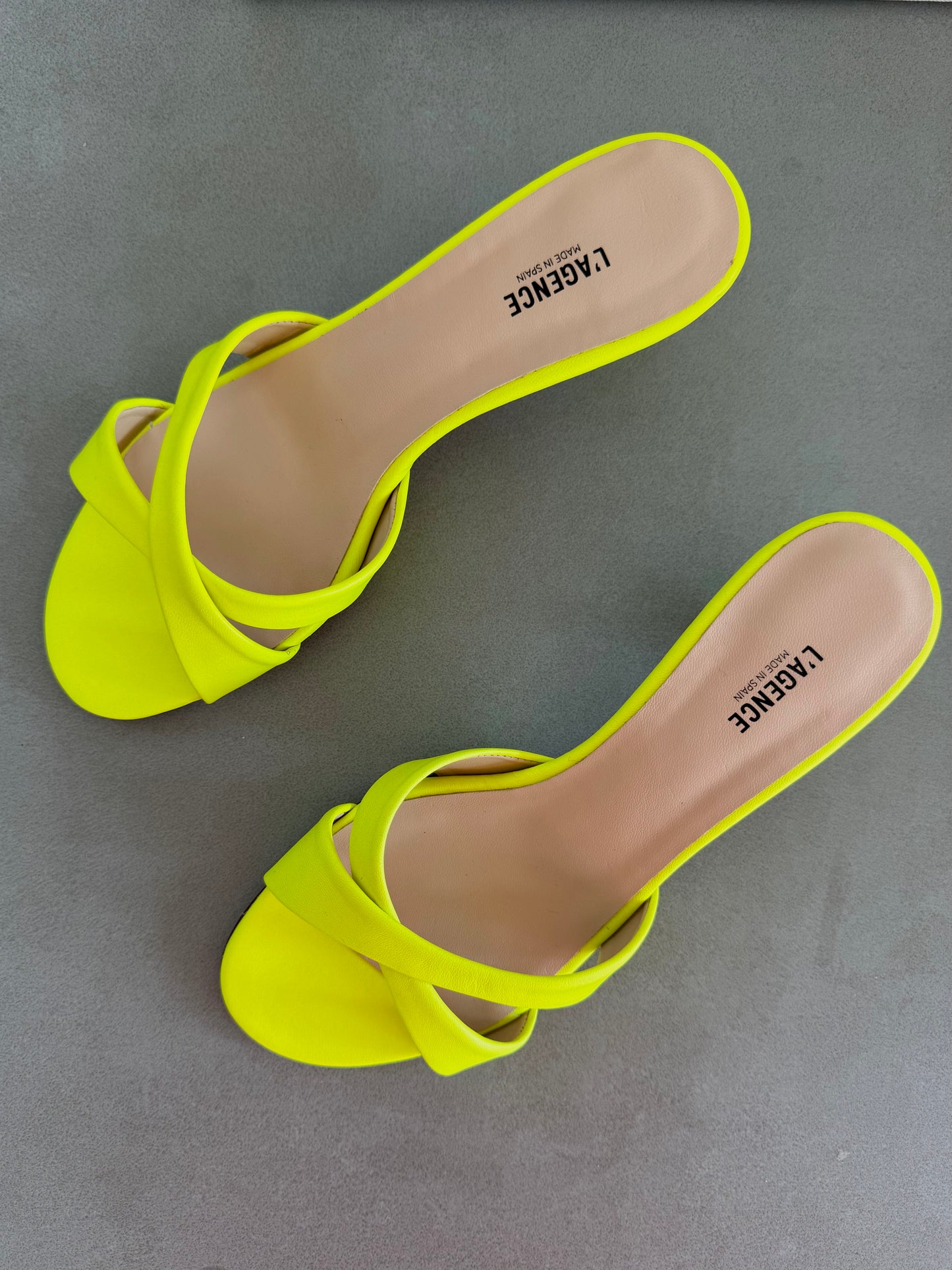 Neon Yellow Alesia Criss Cross Slide Sandals