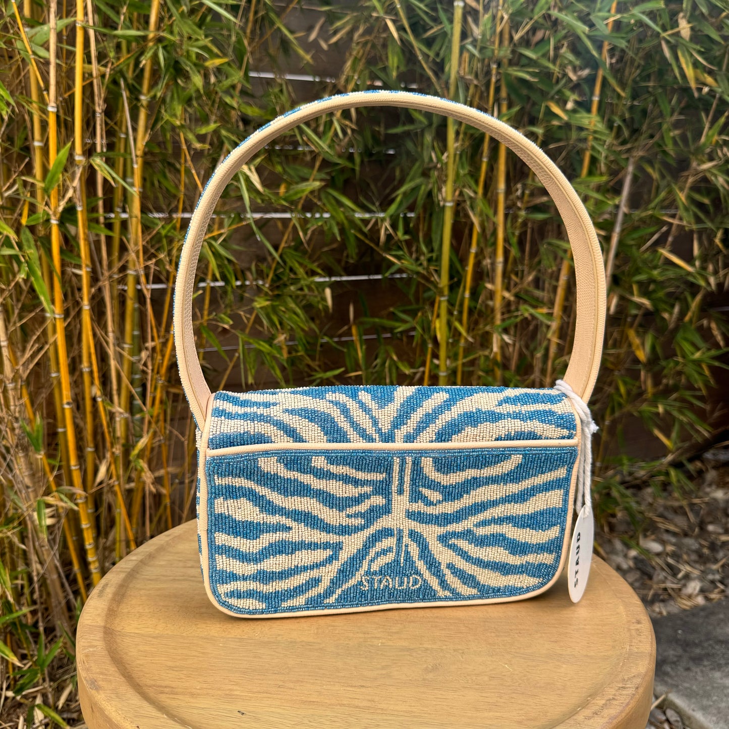 Tommy beaded zebra pattern shoulder bag