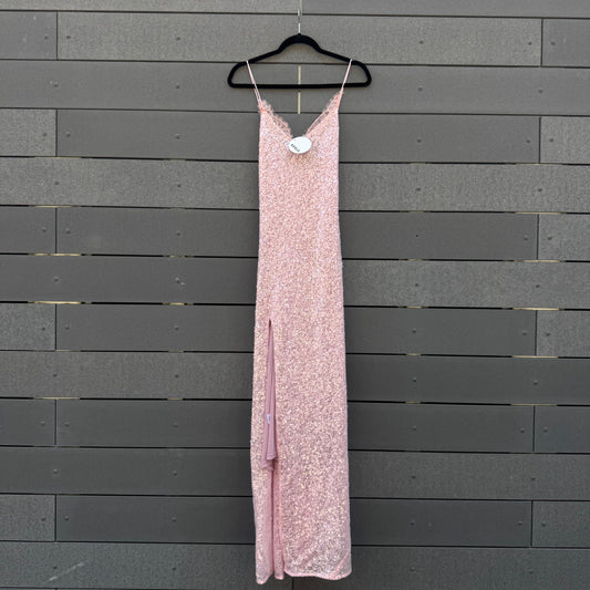 Kezia Lace-Trimmed Sequined Slip Dress