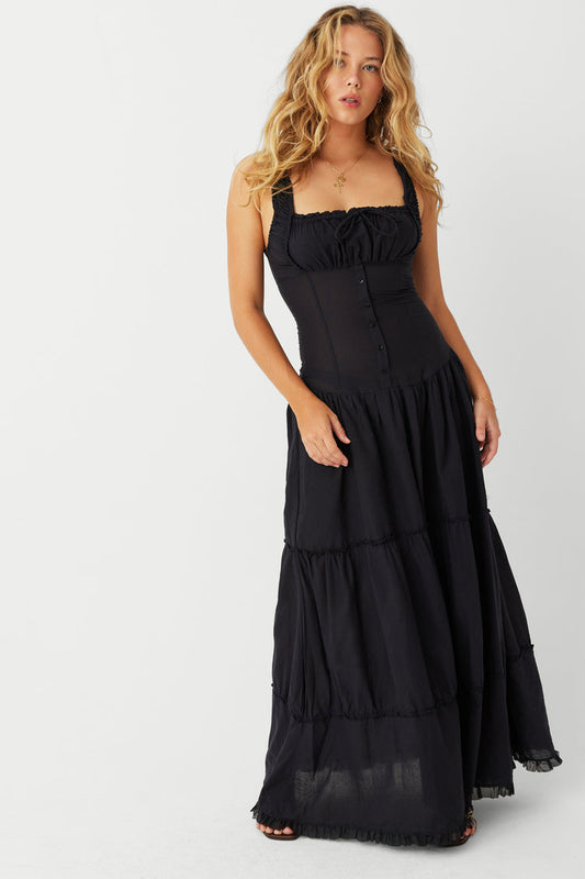 Christabelle Ruffle Maxi Dress in Black