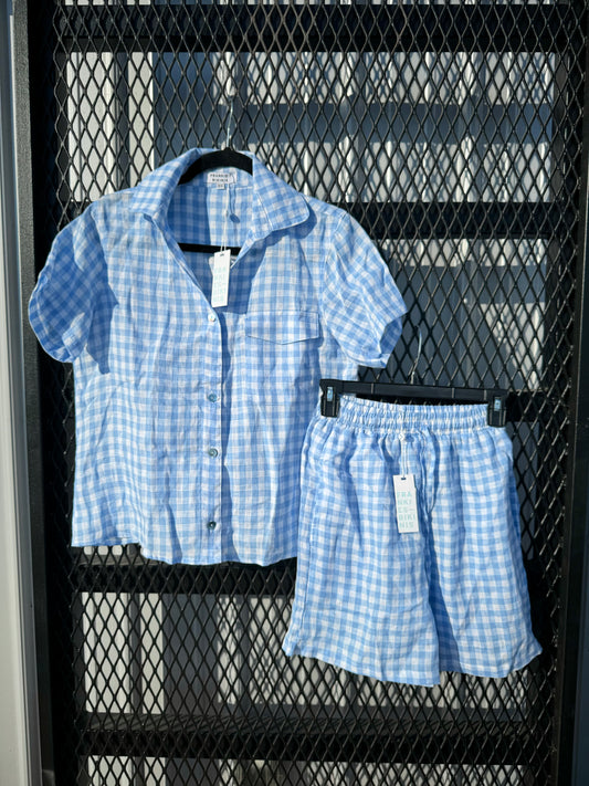 Lou Gingham Blue Set Short And Top