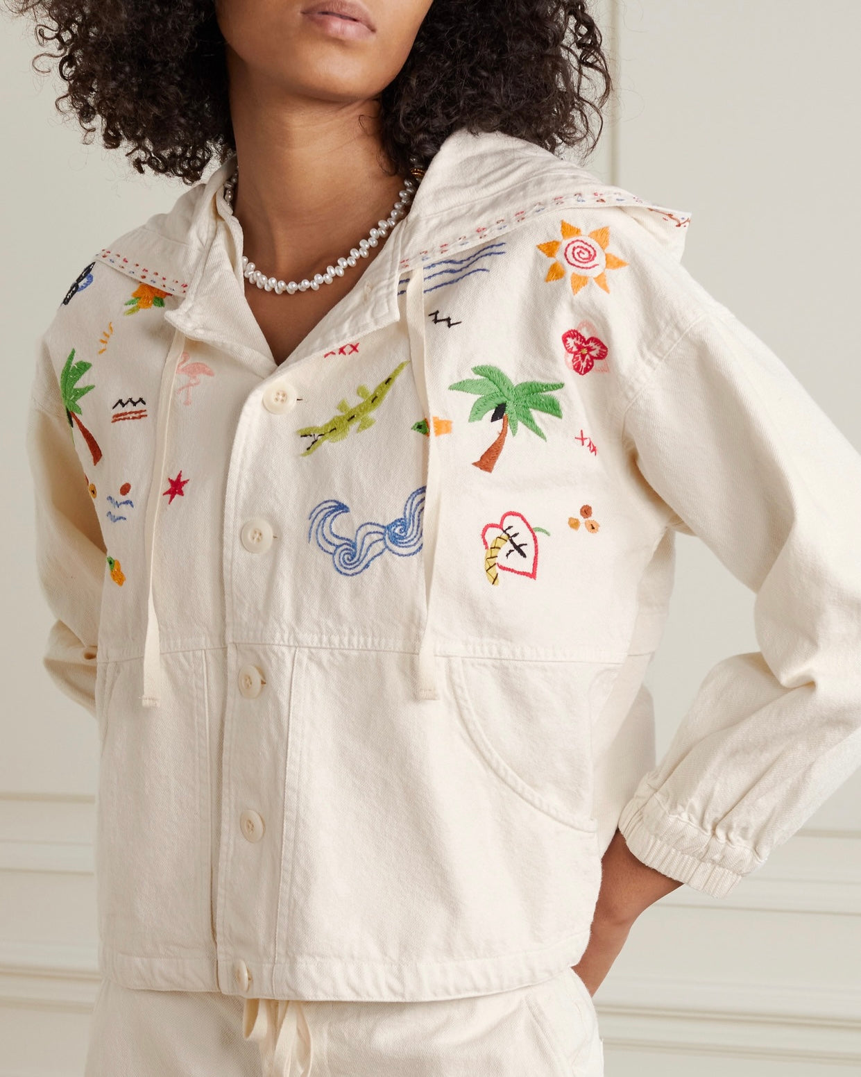 The Waterfront embroidered cotton-twill hooded jacket